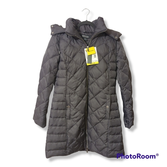 Kenneth Cole Reaction Womens Removable Hooded Faux-Fur Down Quilted Coat - Picture 5 of 8